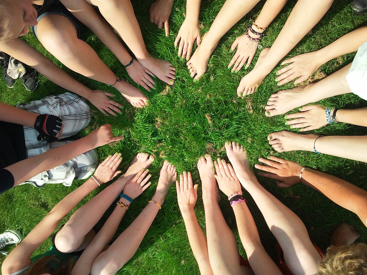people on the grass